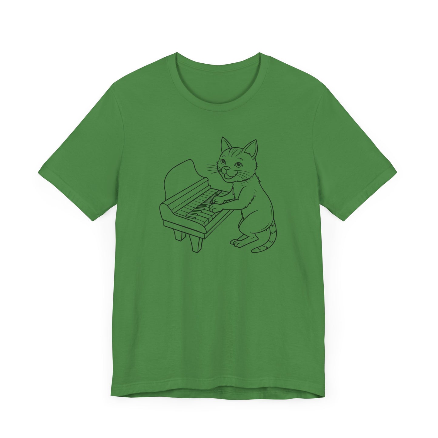 Funny Cat Playing Piano Short Sleeve Tee Shirt - A Purrfect Blend of Music and Humor