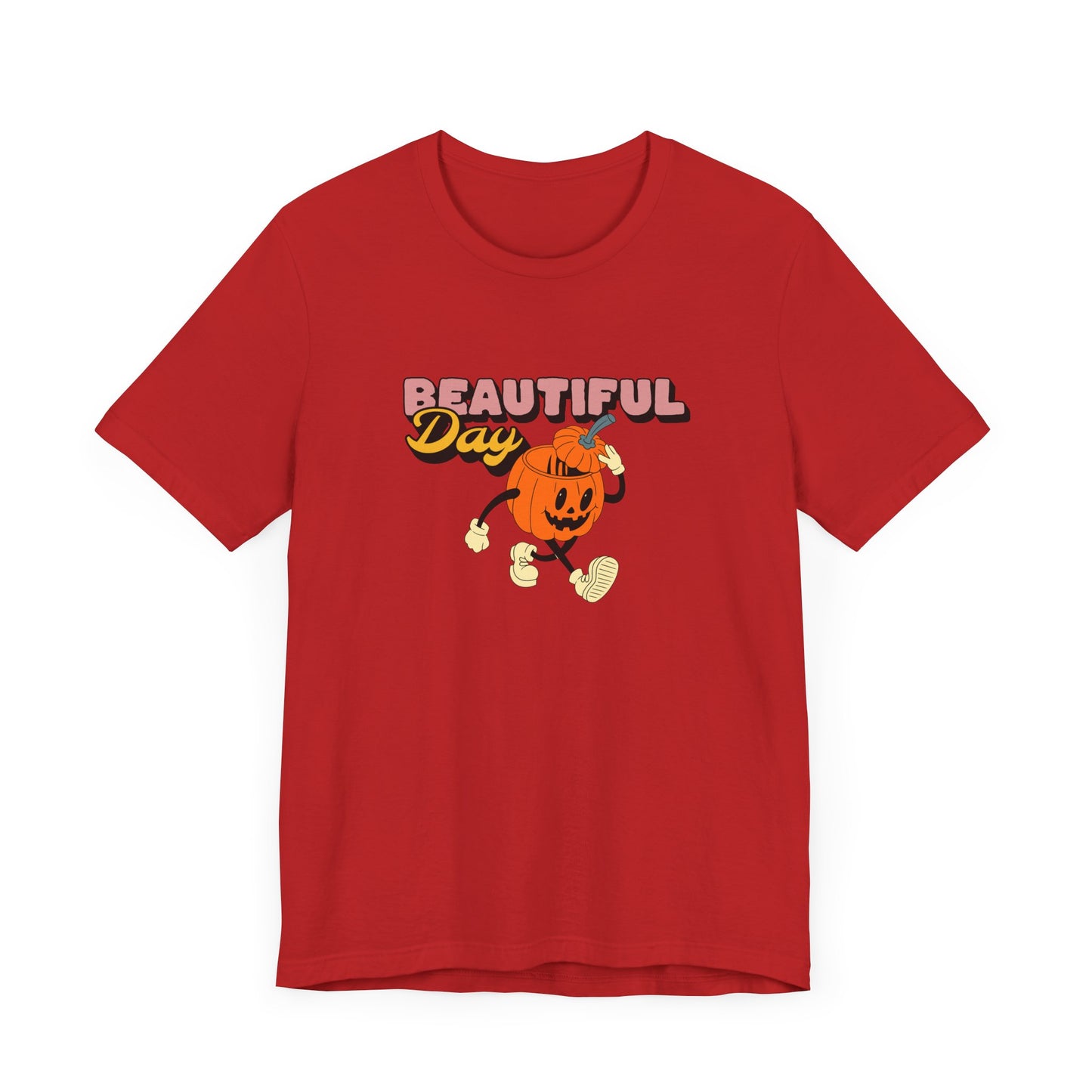 Beautiful Day Halloween Pumpkin Short Sleeve Tee Shirt - Celebrate the Magic of Fall