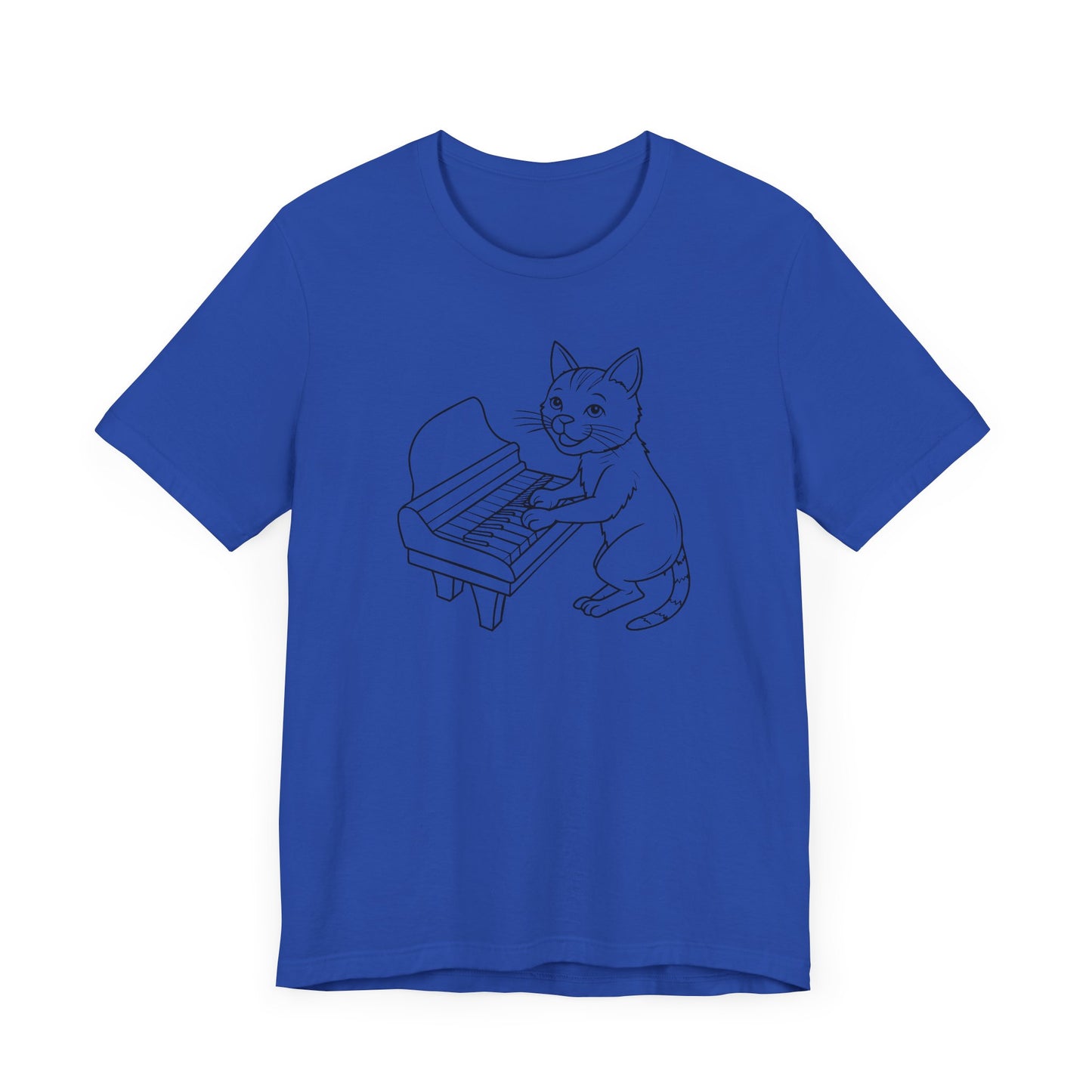 Funny Cat Playing Piano Short Sleeve Tee Shirt - A Purrfect Blend of Music and Humor