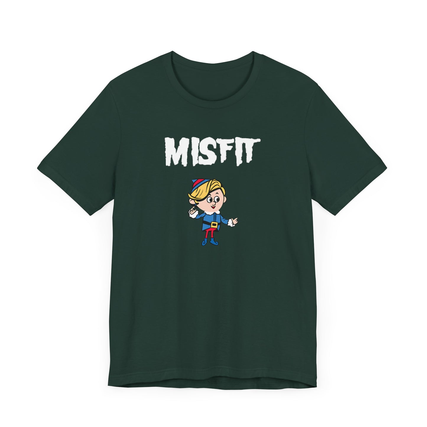 Misfit Christmas Elf Short Sleeve Tee – Holiday Shirt with Horror Punk Style