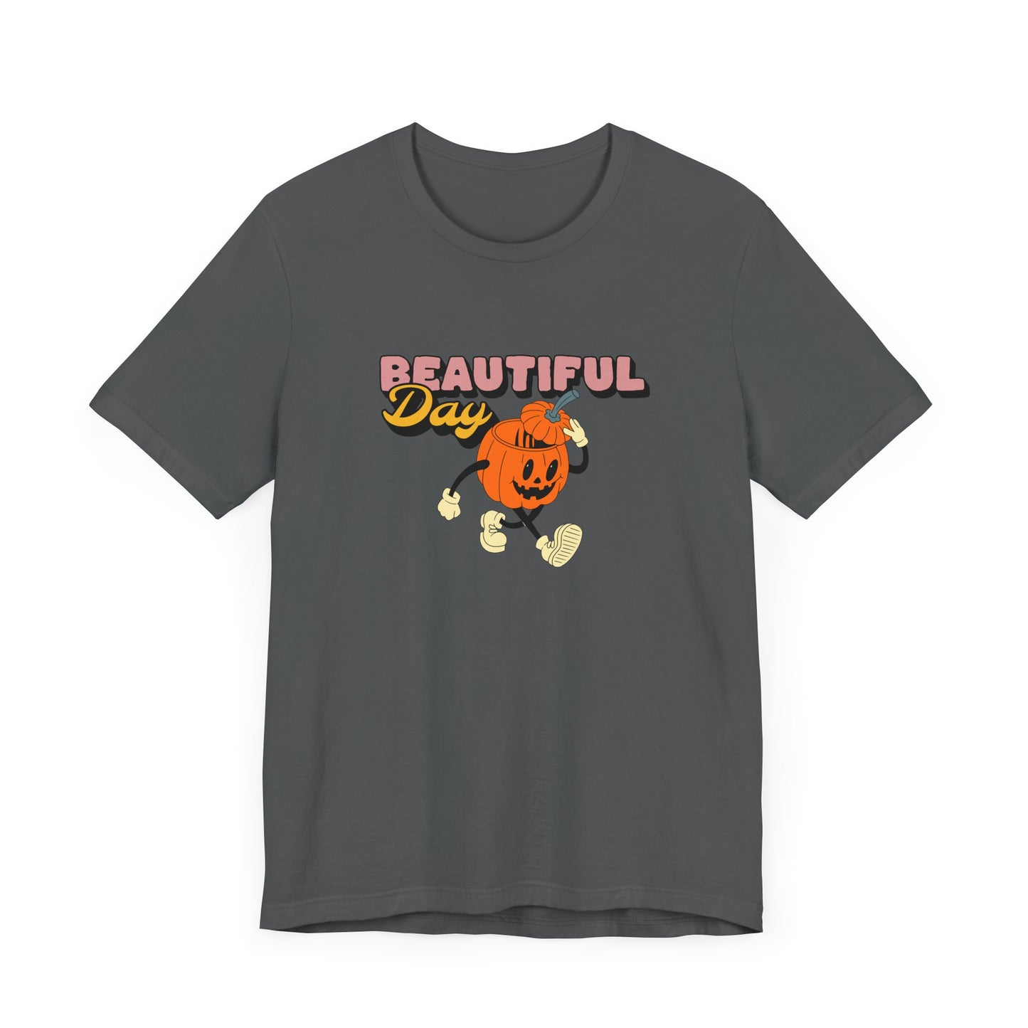 Beautiful Day Halloween Pumpkin Short Sleeve Tee Shirt - Celebrate the Magic of Fall