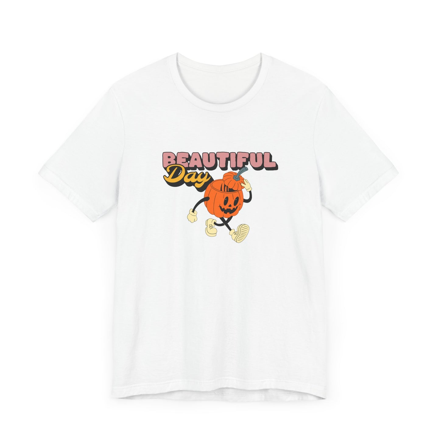 Beautiful Day Halloween Pumpkin Short Sleeve Tee Shirt - Celebrate the Magic of Fall