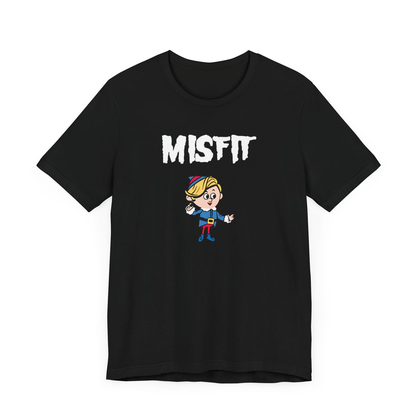 Misfit Christmas Elf Short Sleeve Tee – Holiday Shirt with Horror Punk Style