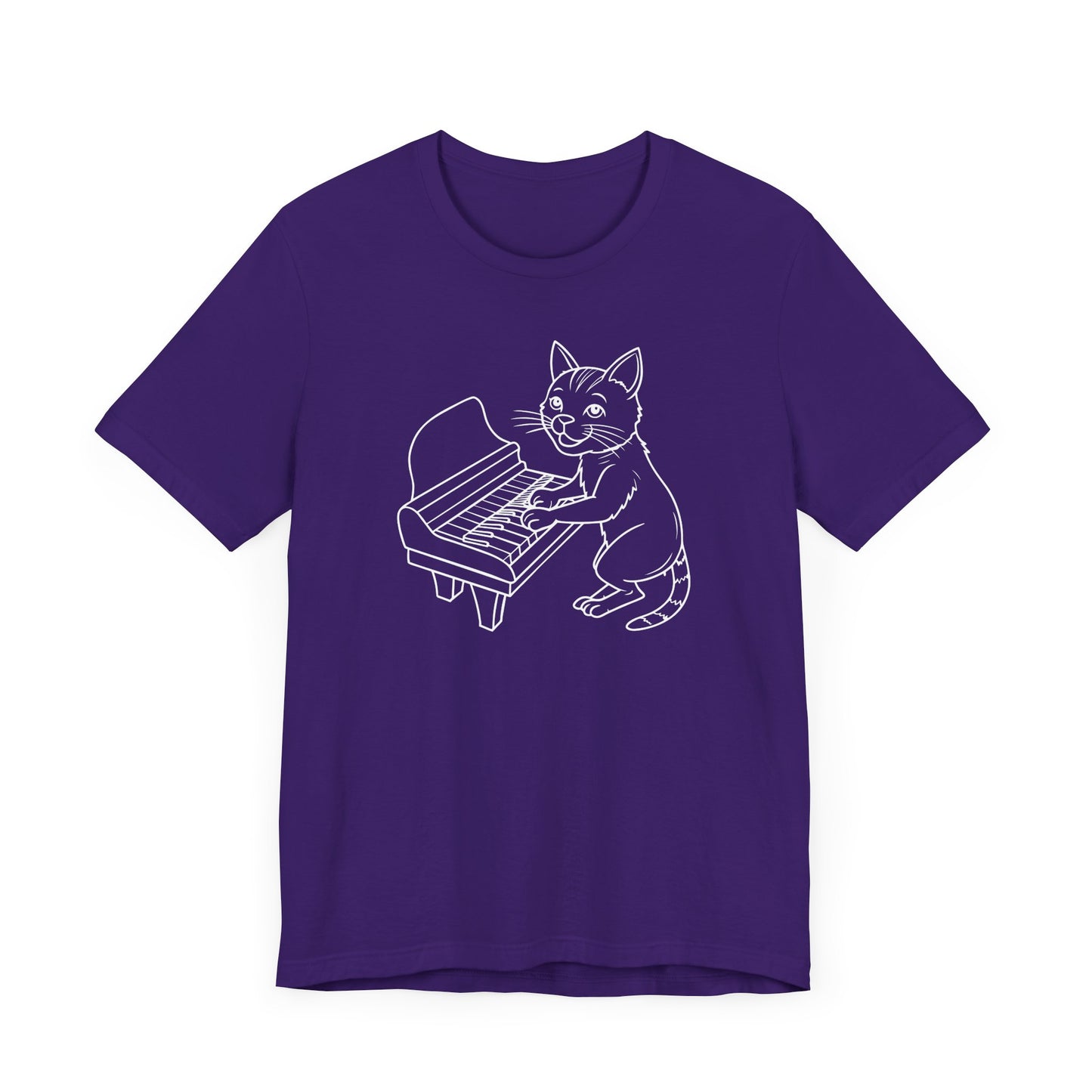 Funny Cat Playing Piano Short Sleeve Tee Shirt - A Purrfect Blend of Music and Humor