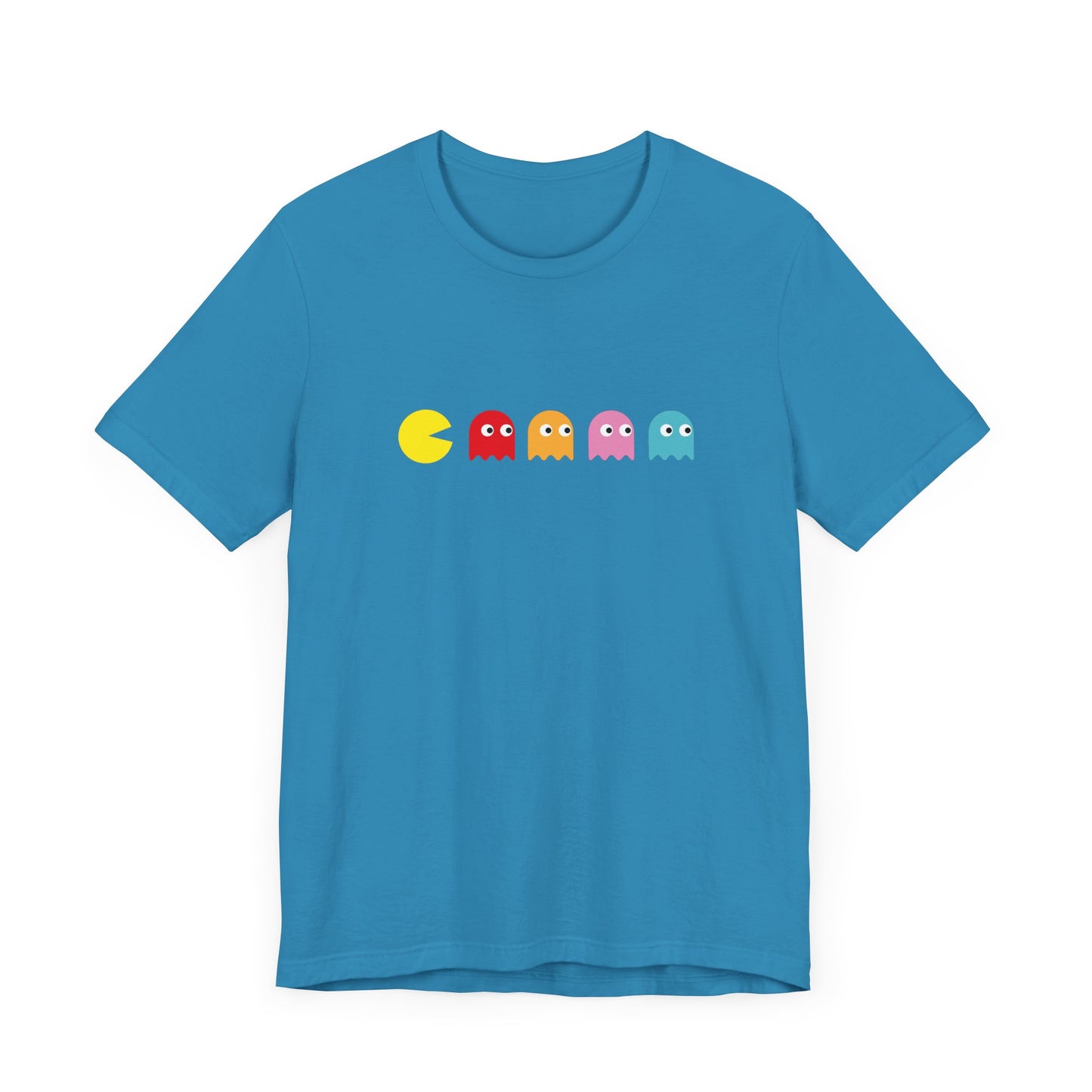Pac-Man and Ghost Short Sleeve Tee Shirt - Retro Gaming at Its Best