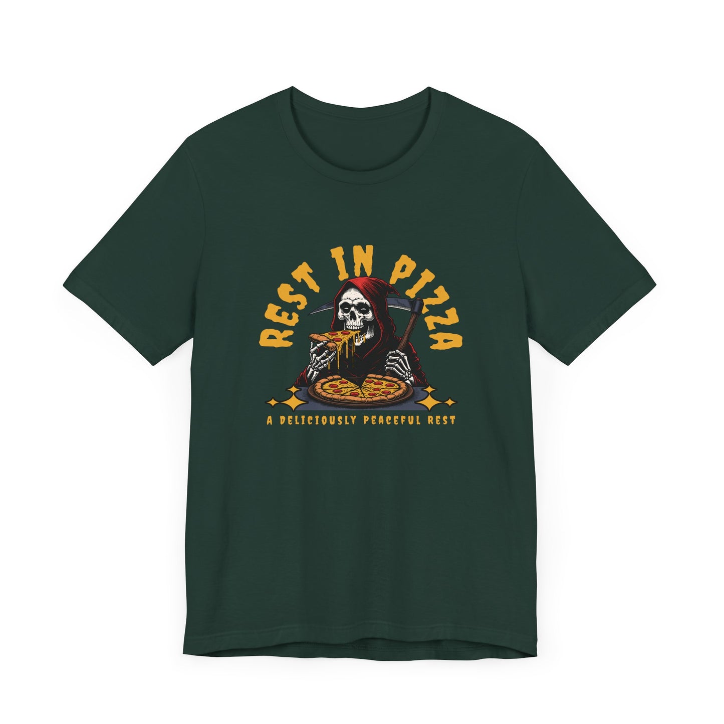 R.I.P. Rest in Pizza Short Sleeve Tee Shirt - A Deliciously Fun Wardrobe Addition