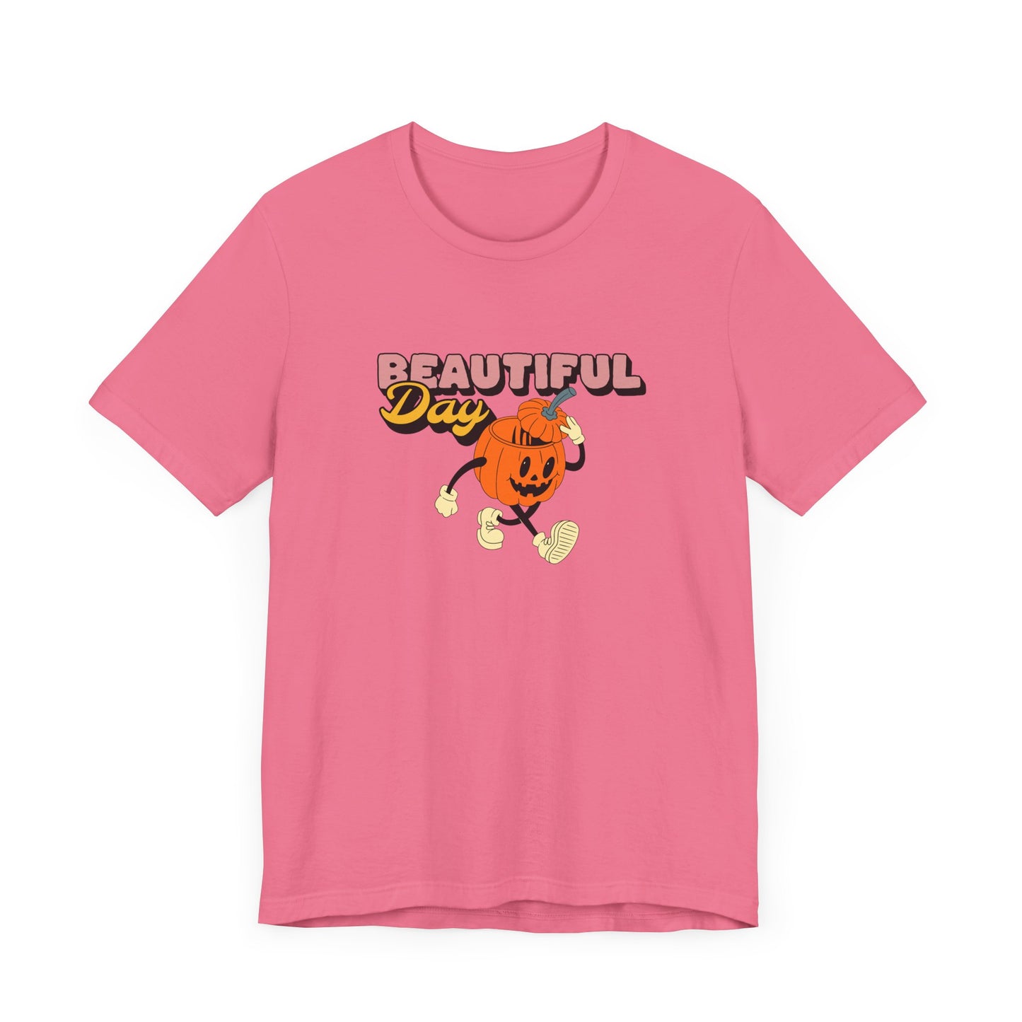 Beautiful Day Halloween Pumpkin Short Sleeve Tee Shirt - Celebrate the Magic of Fall