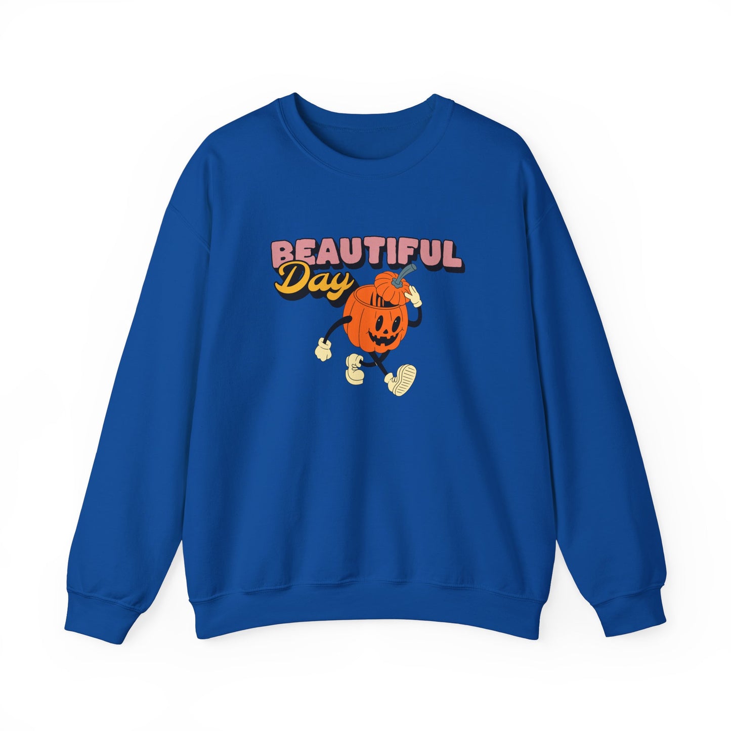 Cute Cozy Beautiful Day Pumpkin Crewneck Sweatshirt – Perfect for Fall Lovers