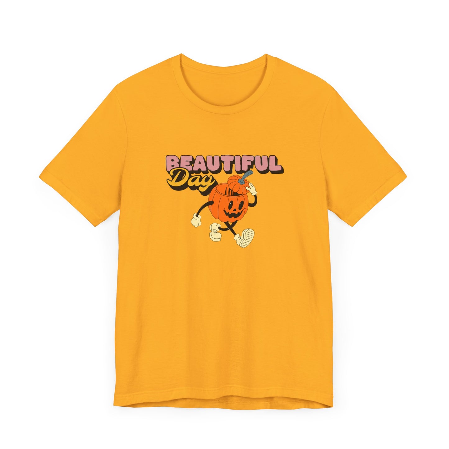 Beautiful Day Halloween Pumpkin Short Sleeve Tee Shirt - Celebrate the Magic of Fall