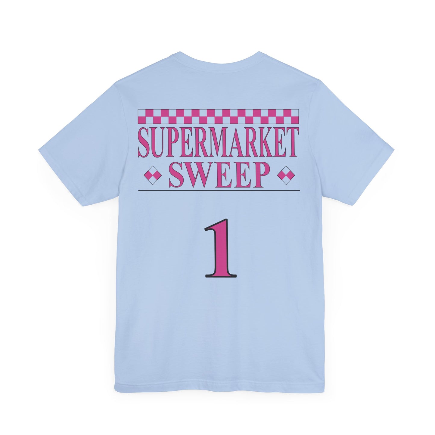 Supermarket Sweep Team 1 Light Blue Short Sleeve Tee Shirt - Relive the Game Show Excitement