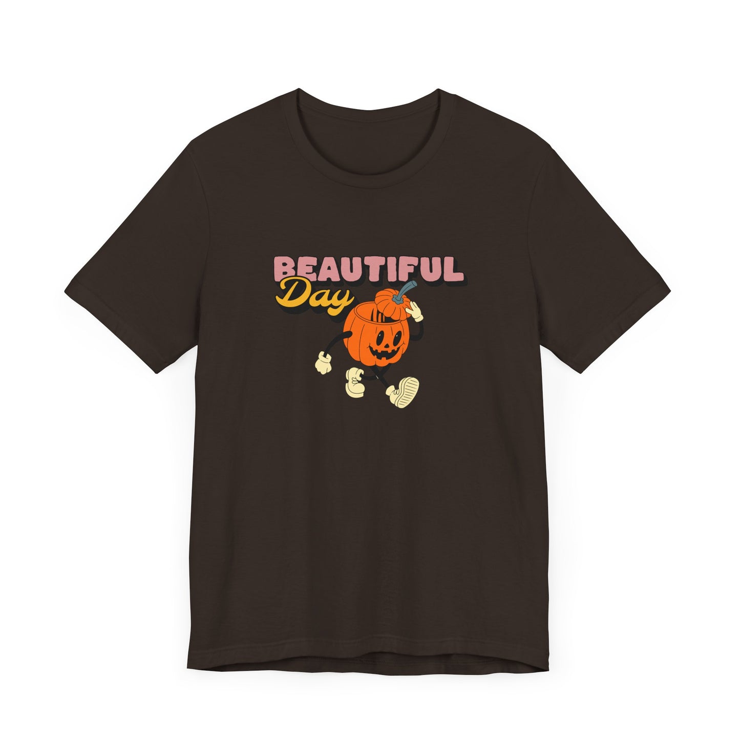 Beautiful Day Halloween Pumpkin Short Sleeve Tee Shirt - Celebrate the Magic of Fall
