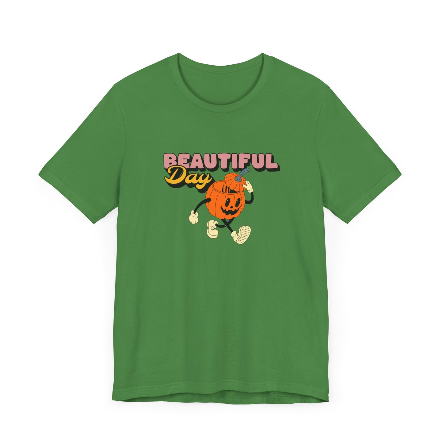 Beautiful Day Halloween Pumpkin Short Sleeve Tee Shirt - Celebrate the Magic of Fall
