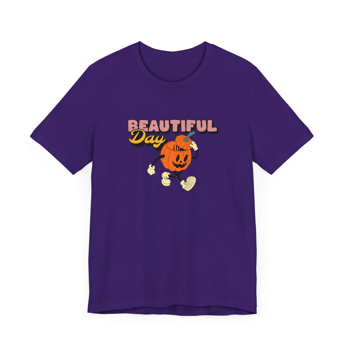 Beautiful Day Halloween Pumpkin Short Sleeve Tee Shirt - Celebrate the Magic of Fall