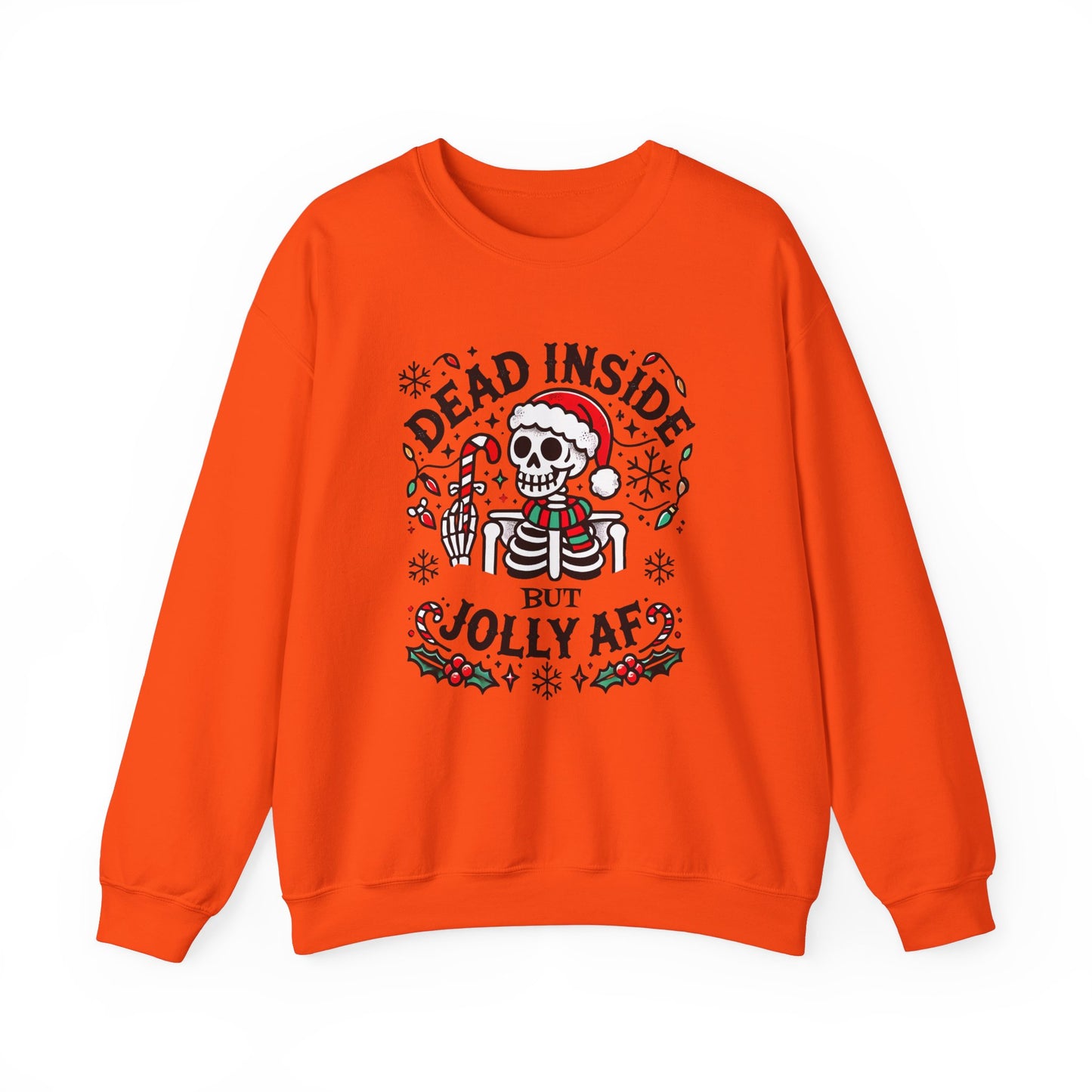 Dead Inside But Jolly AF Christmas Sweatshirt – Funny Holiday Skeleton Design