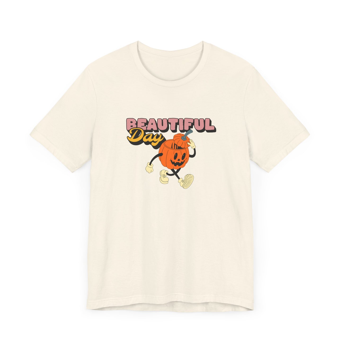 Beautiful Day Halloween Pumpkin Short Sleeve Tee Shirt - Celebrate the Magic of Fall