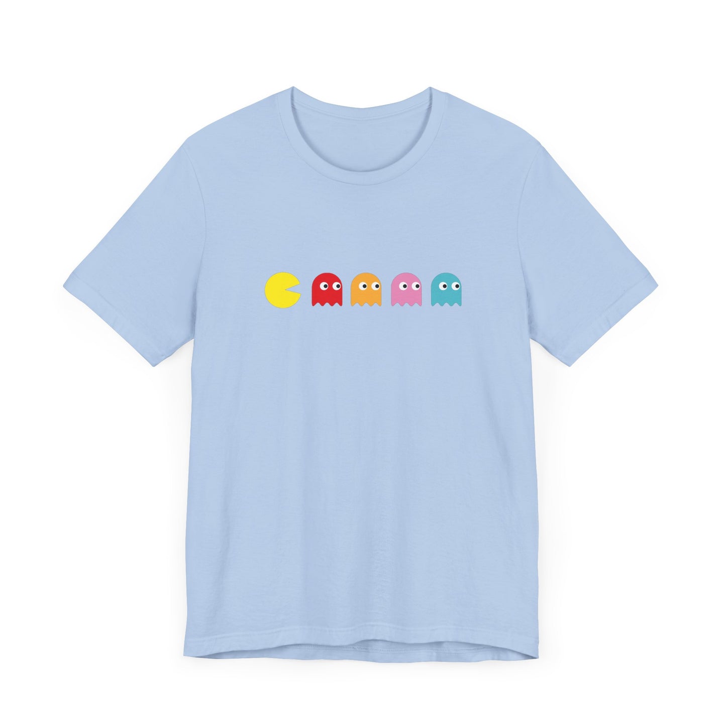 Pac-Man and Ghost Short Sleeve Tee Shirt - Retro Gaming at Its Best