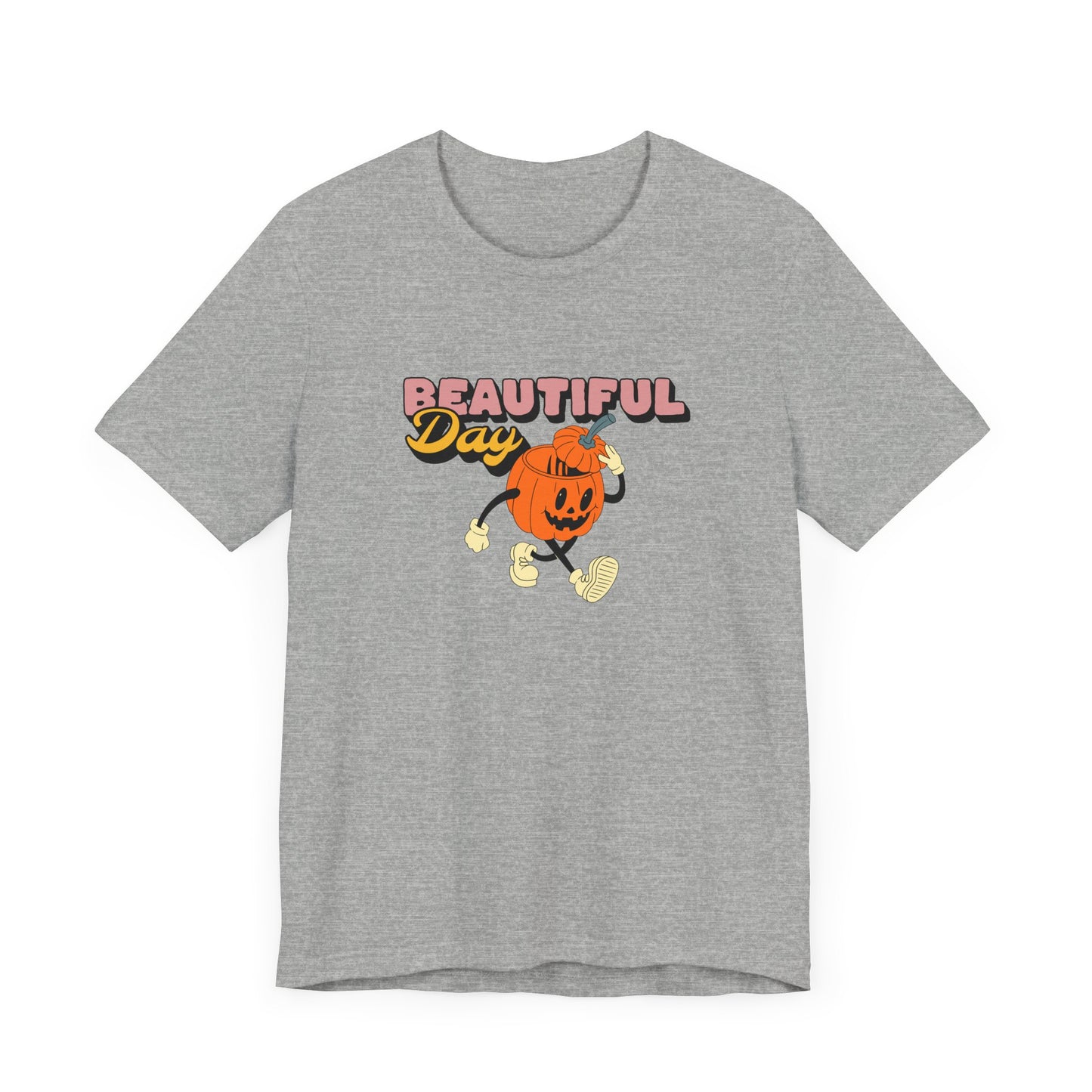 Beautiful Day Halloween Pumpkin Short Sleeve Tee Shirt - Celebrate the Magic of Fall