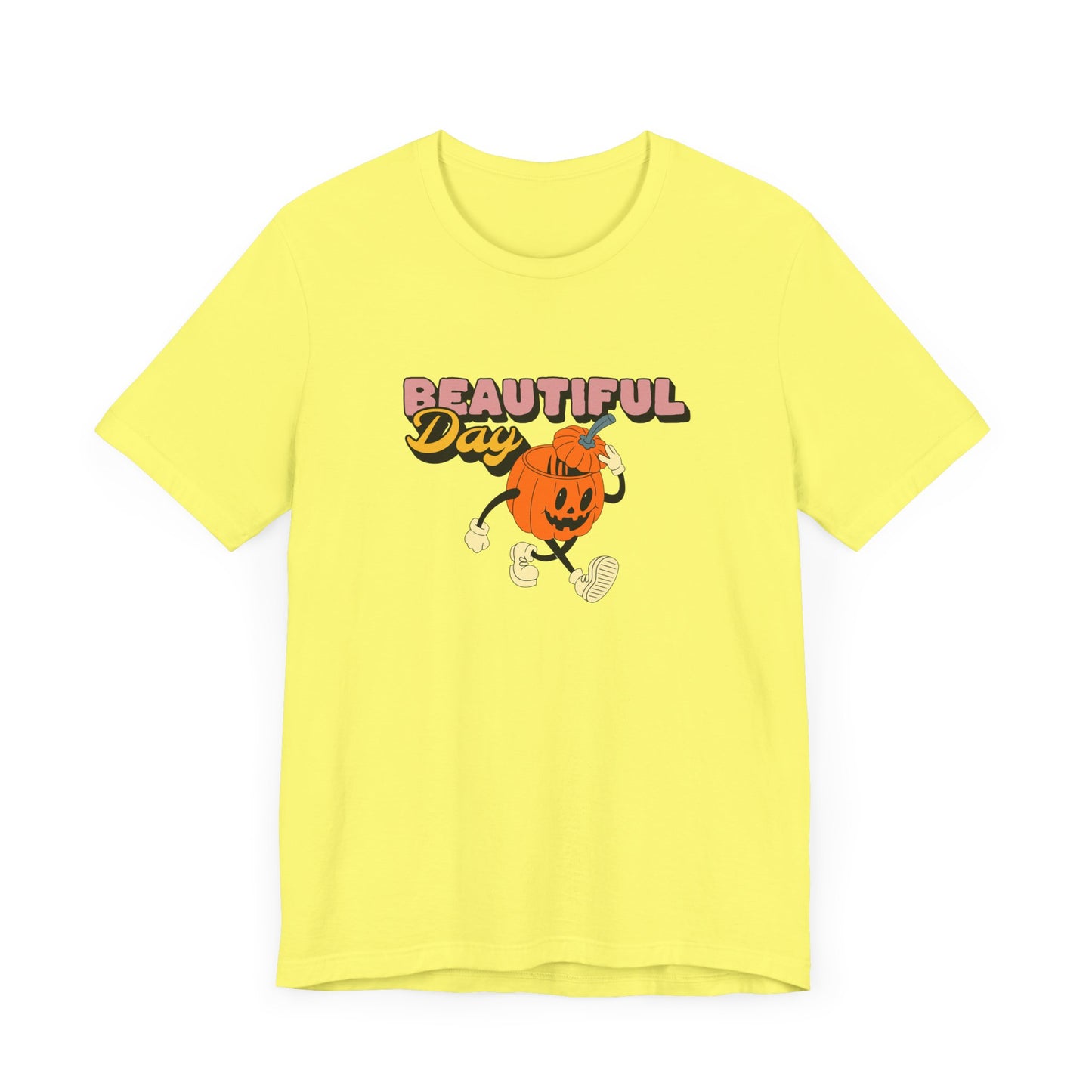 Beautiful Day Halloween Pumpkin Short Sleeve Tee Shirt - Celebrate the Magic of Fall