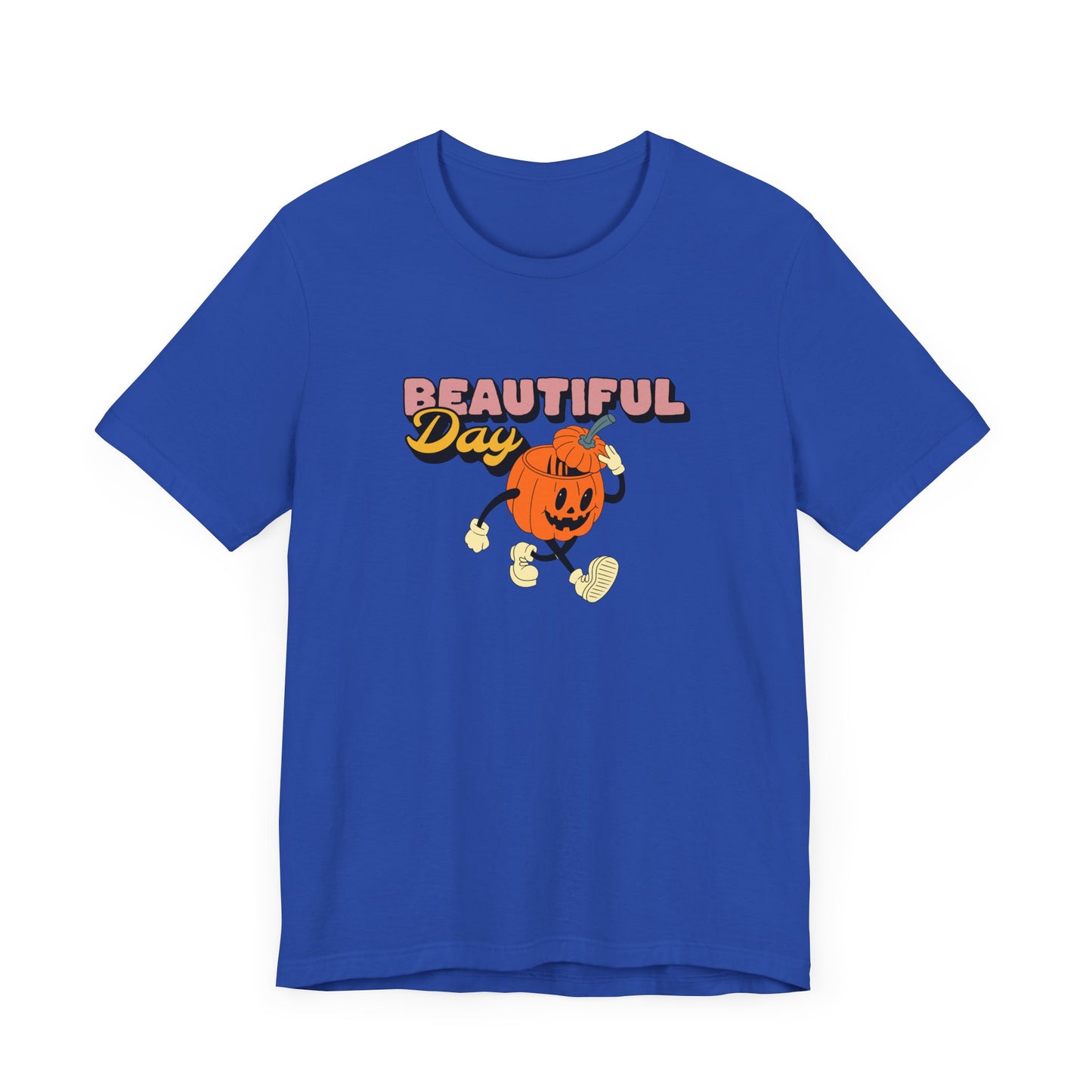 Beautiful Day Halloween Pumpkin Short Sleeve Tee Shirt - Celebrate the Magic of Fall