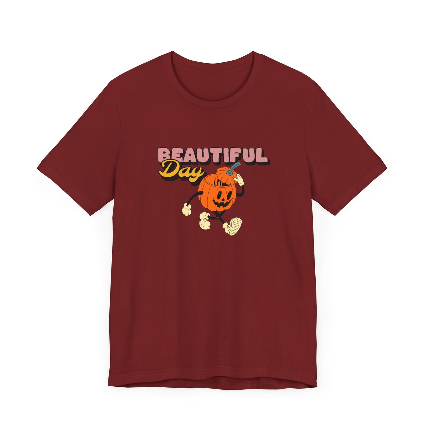 Beautiful Day Halloween Pumpkin Short Sleeve Tee Shirt - Celebrate the Magic of Fall