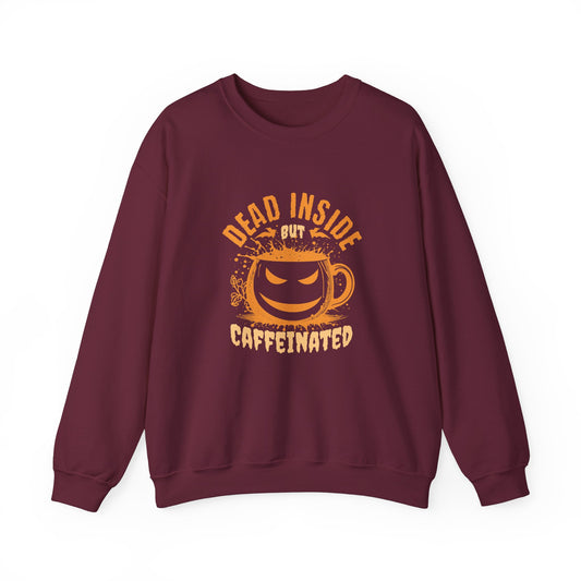Dead Inside but Caffeinated Crewneck Sweatshirt - For Spooky Season and Beyond