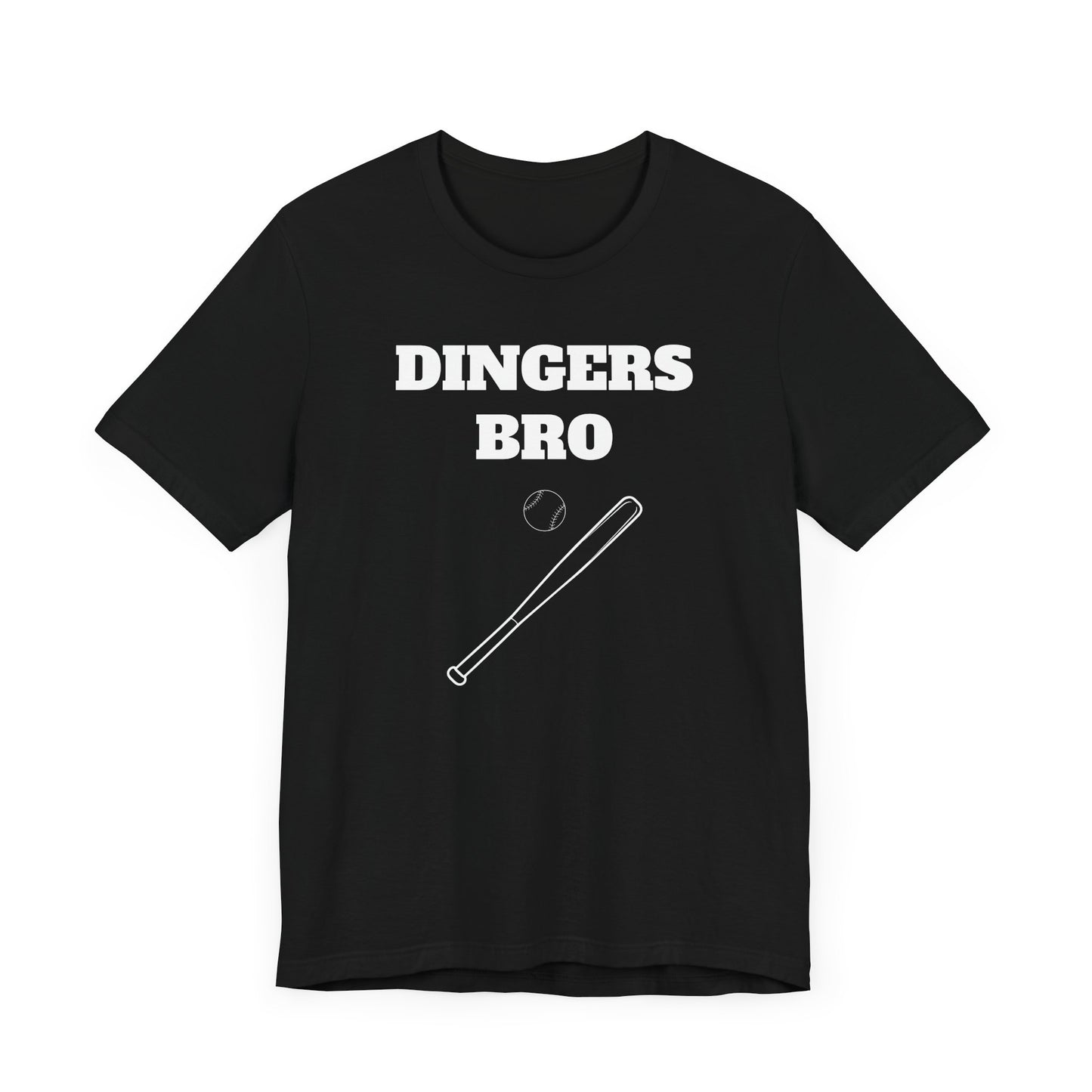 Funny Baseball Tee - Dingers Bro Short Sleeve Tee Shirt - A Home Run for Baseball Fans