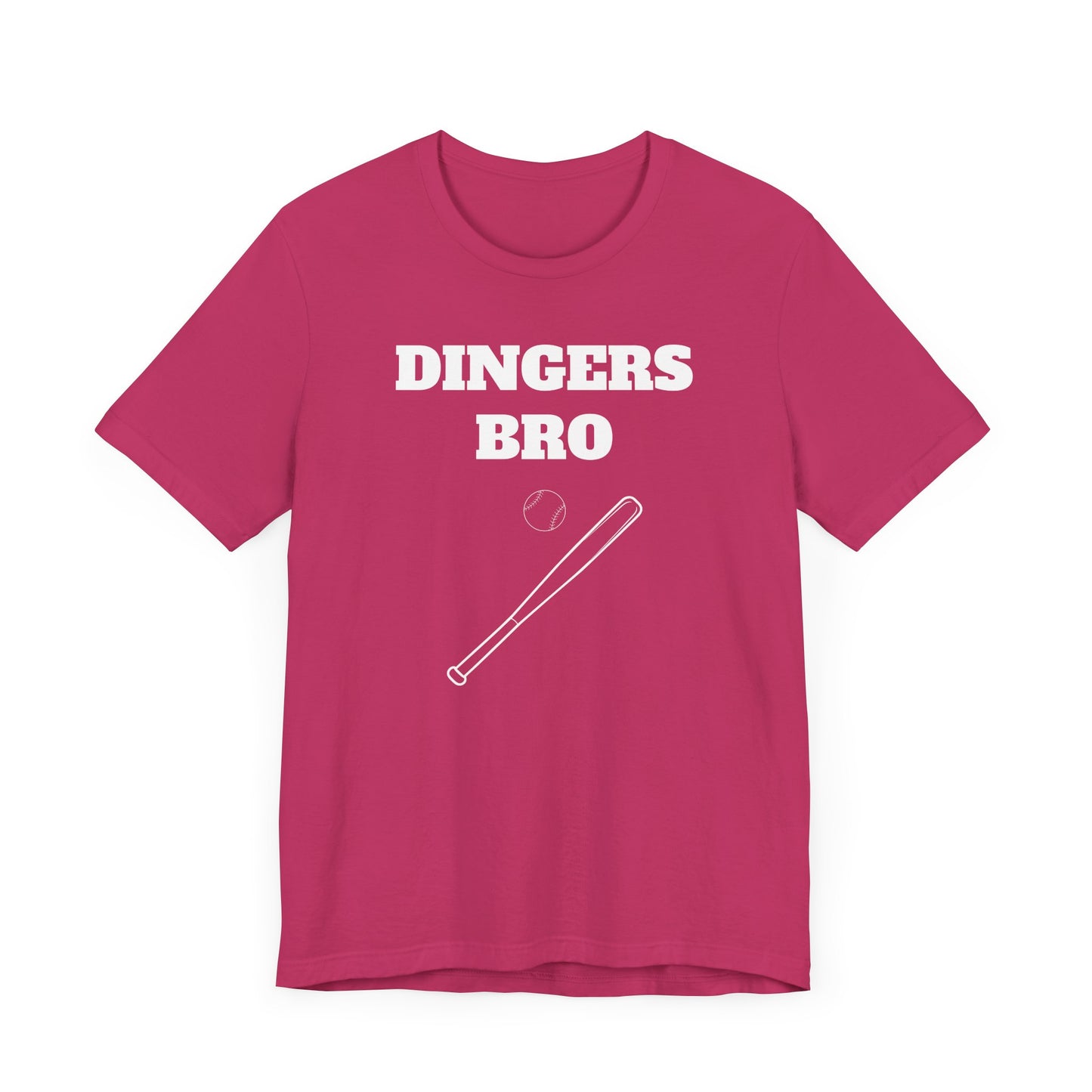 Funny Baseball Tee - Dingers Bro Short Sleeve Tee Shirt - A Home Run for Baseball Fans