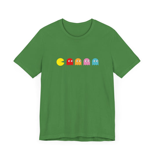 Pac-Man and Ghost Short Sleeve Tee Shirt - Retro Gaming at Its Best