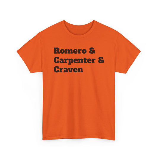 American Horror Directors T-Shirt – Tribute to Romero, Carpenter, and Craven
