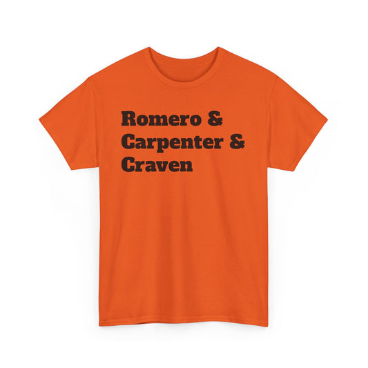 American Horror Directors Tee – Tribute to Romero, Carpenter, and Craven